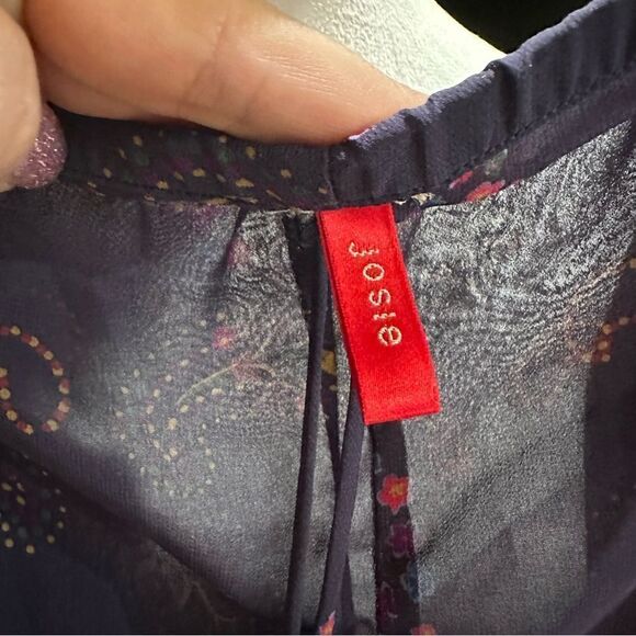 Josie Purple Sheer Paisley Floral Cropped Pants Size M - Picture 8 of 8